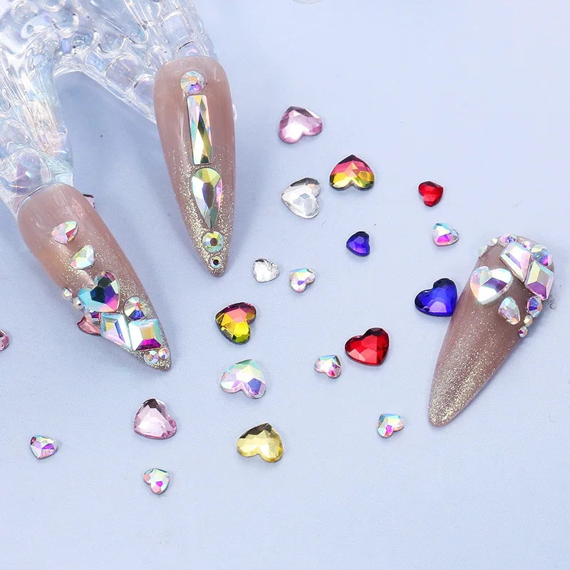 K9 Wholesale Mixcolor love diamonds flat bottomed irregular diamonds flat bottomed glass diamonds nail accessories diamonds