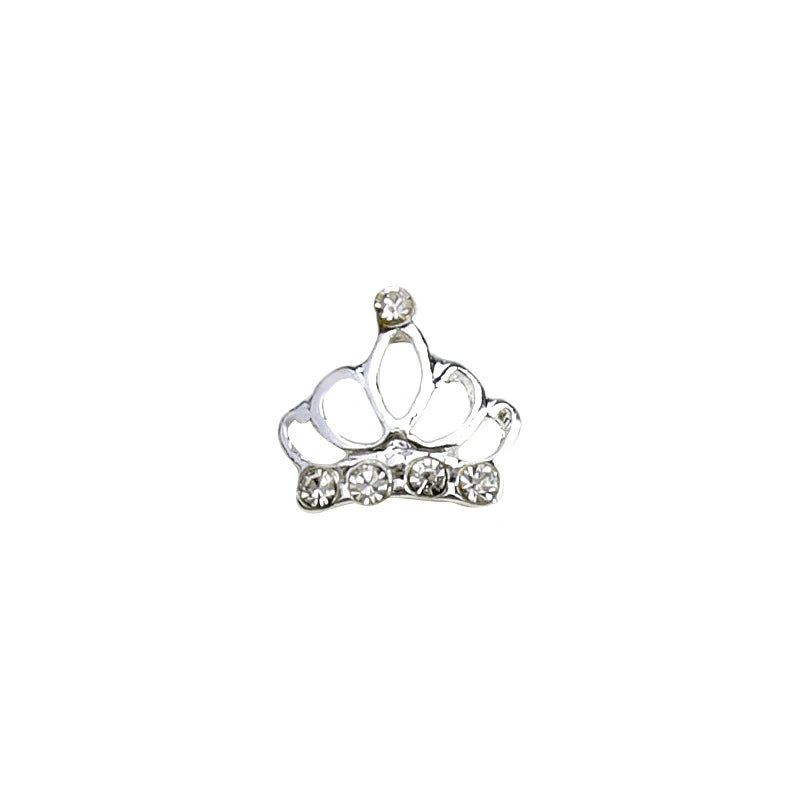 10pcs New Crown Alloy Zircon Nail Art Charms Silver Shinny Crystals Jewelry Hot Sale Nails Decoration 3D Manicure Accessories %2