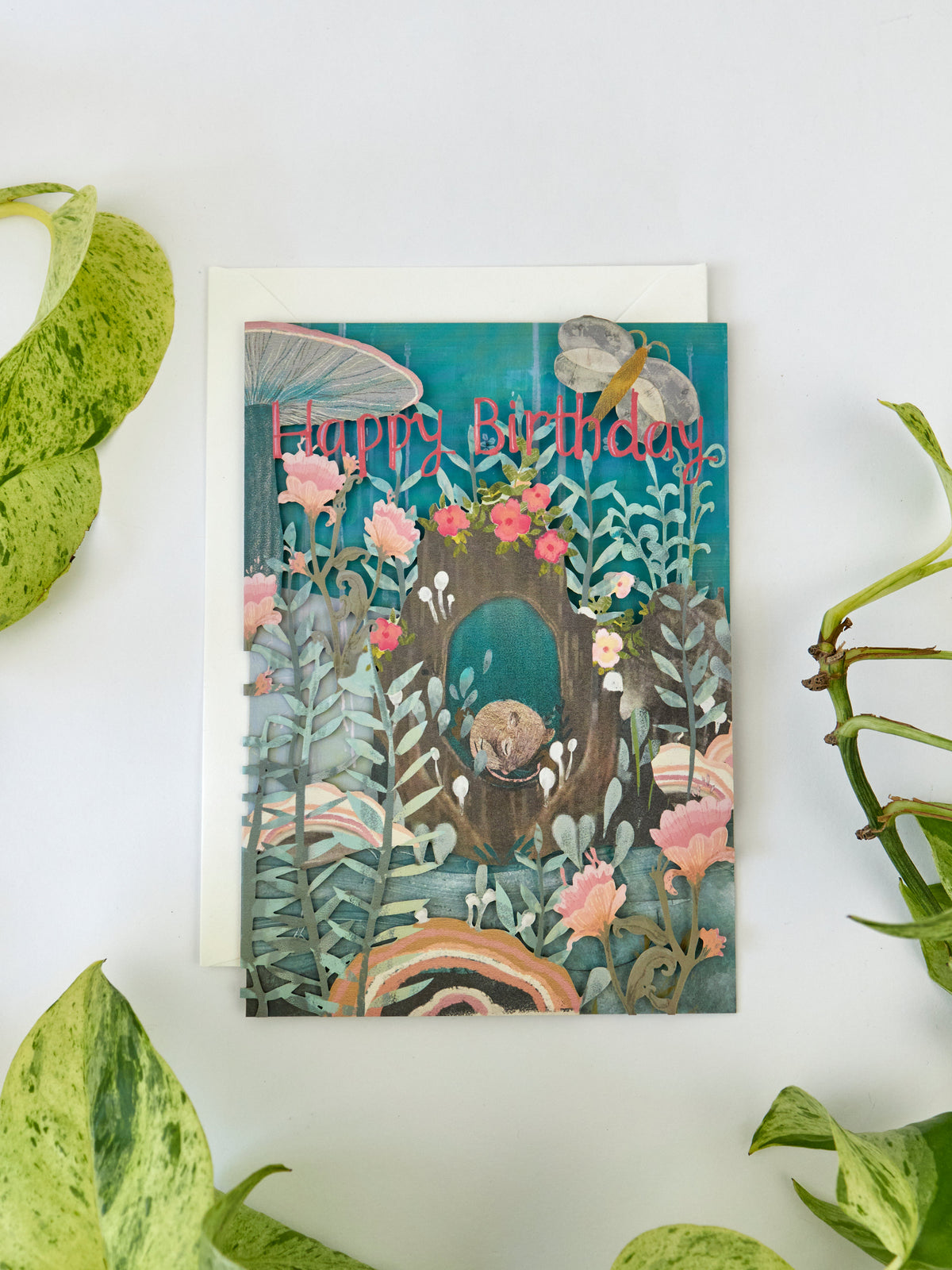 Sleeping Dormouse Lasercut Birthday Card