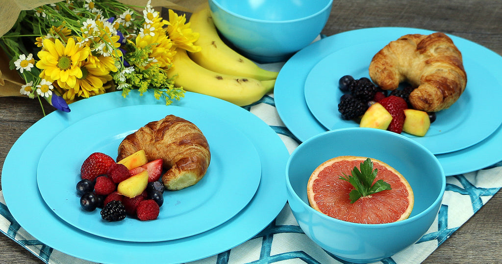 6pc Melamine Dinner Plate Set, Turquoise