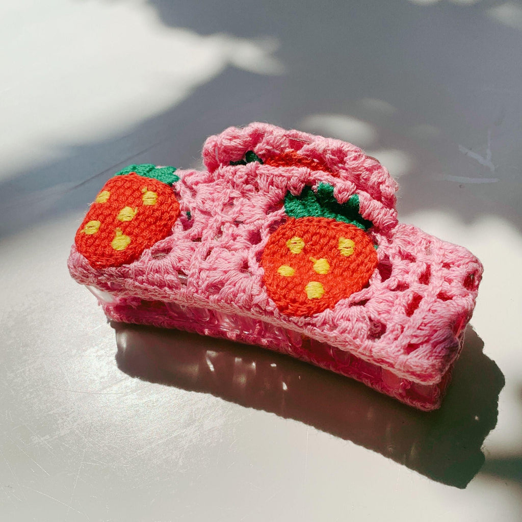 Velvet Claws Strawberry Granny Square Hair Claw