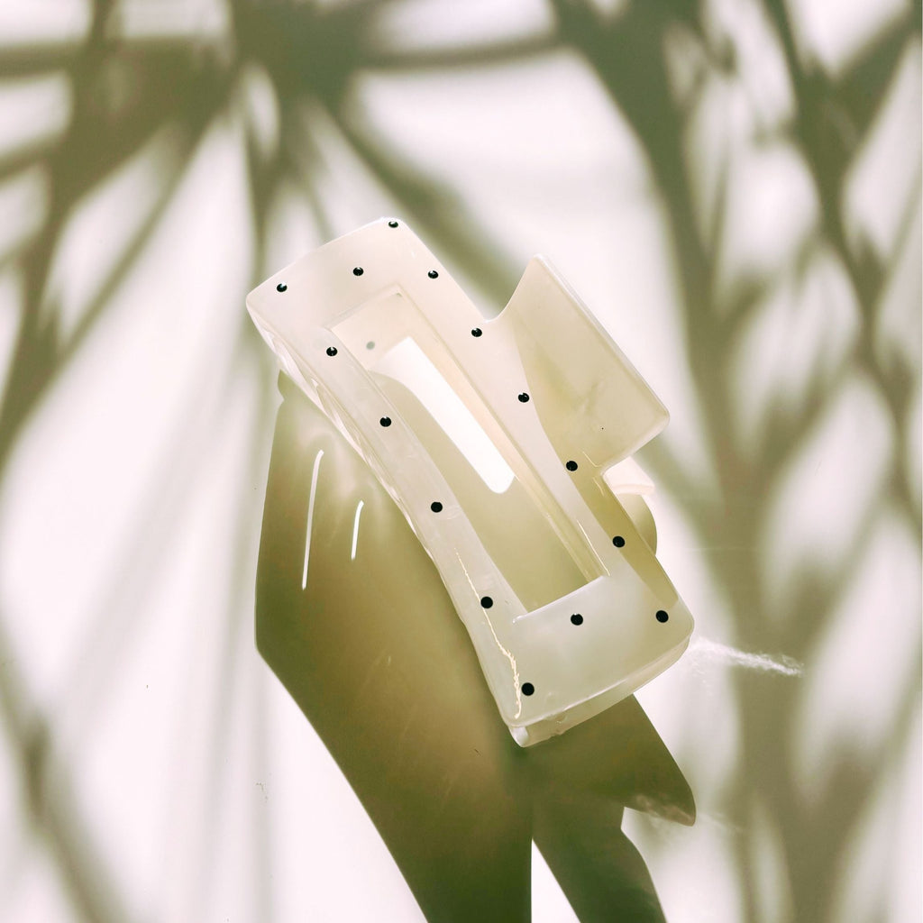 Velvet Claws Uptown Lady in White Dot Hair Clip