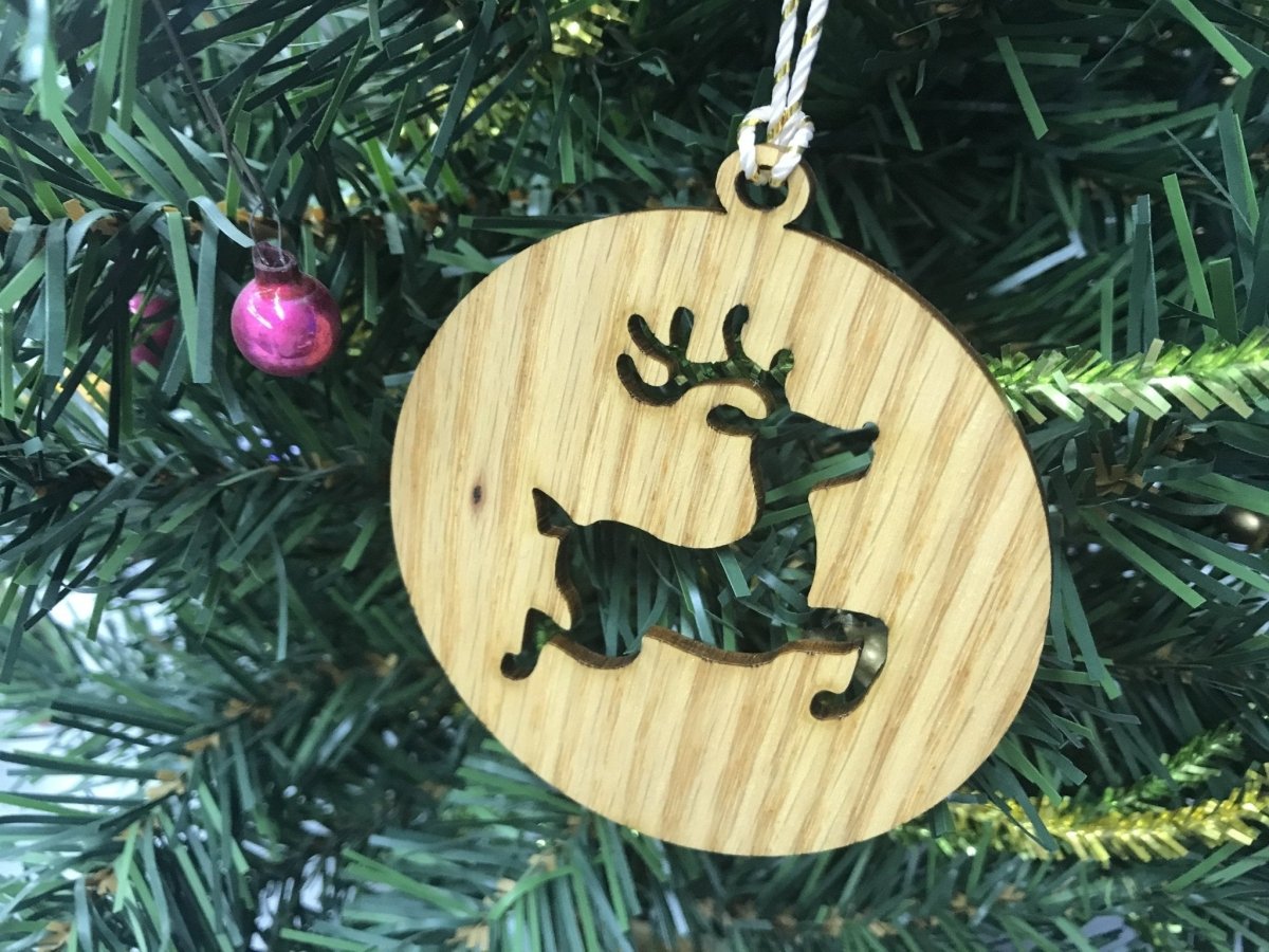 Christmas Ornament Set of 5 - Tree, Reindeer, Stocking, Snowflake, Angel