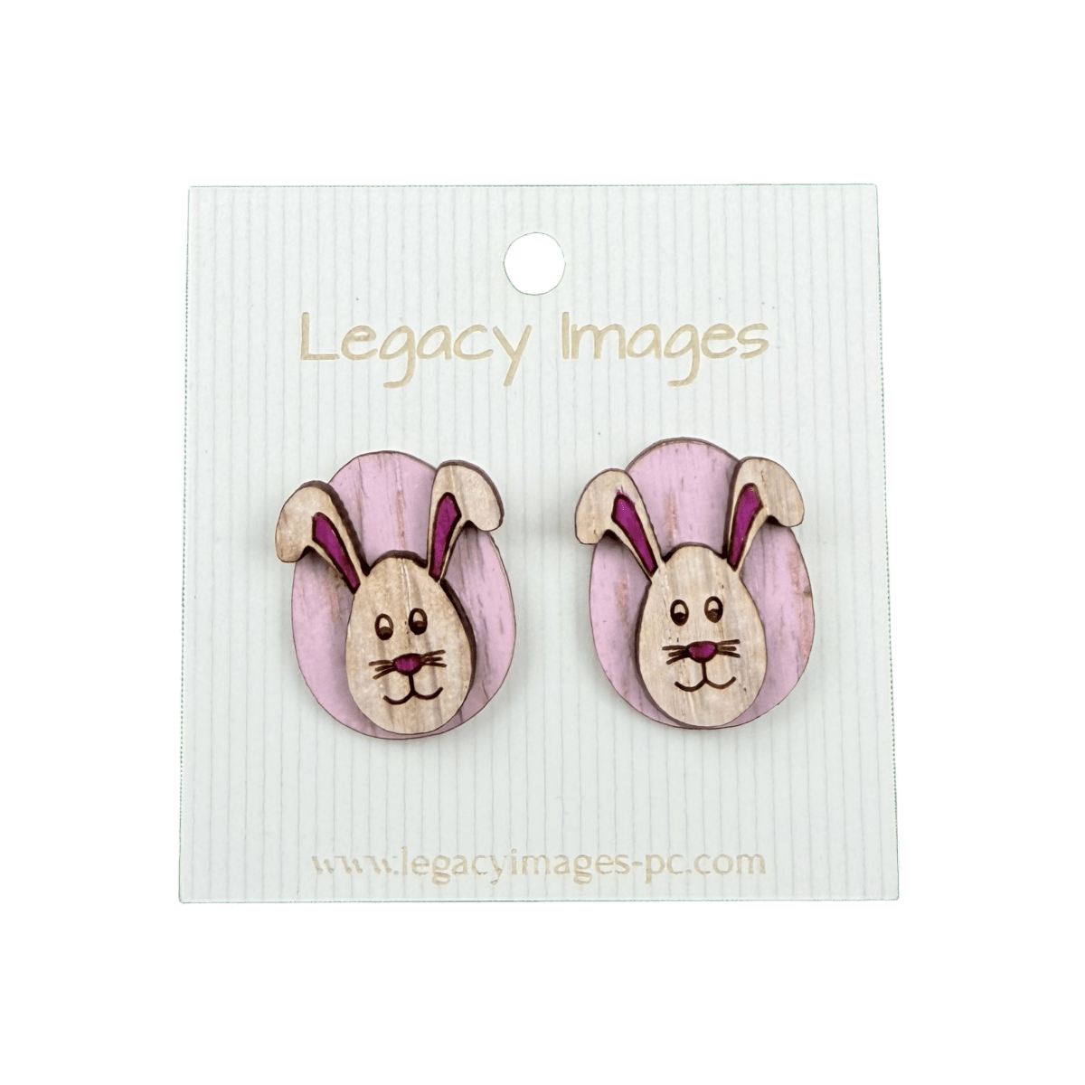 Easter Bunny Earrings - Wood Studs