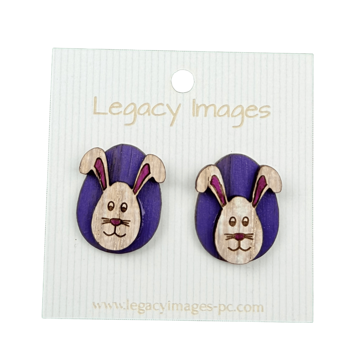 Easter Bunny Earrings - Wood Studs