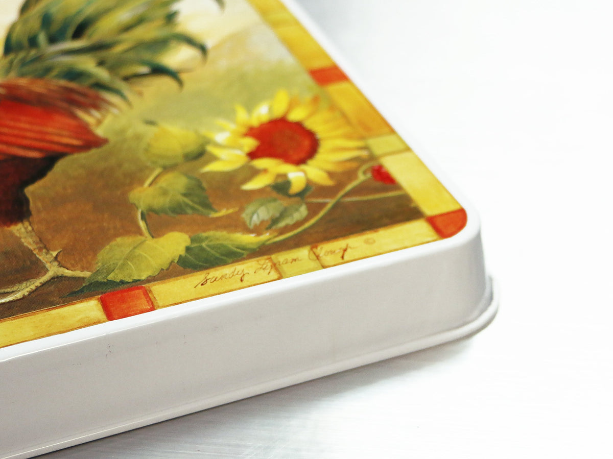 Square Tin Burner Cover, Morning Rooster