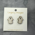 Ghost Earrings in White, Pink or Silver - Wood Stud Earrings