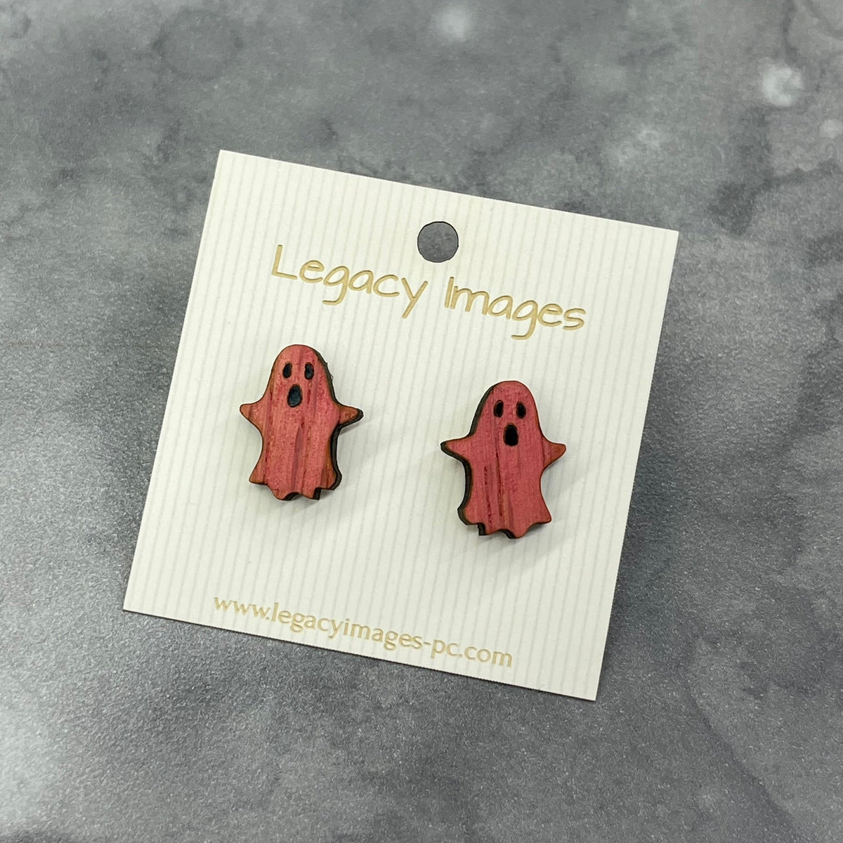 Ghost Earrings in White, Pink or Silver - Wood Stud Earrings