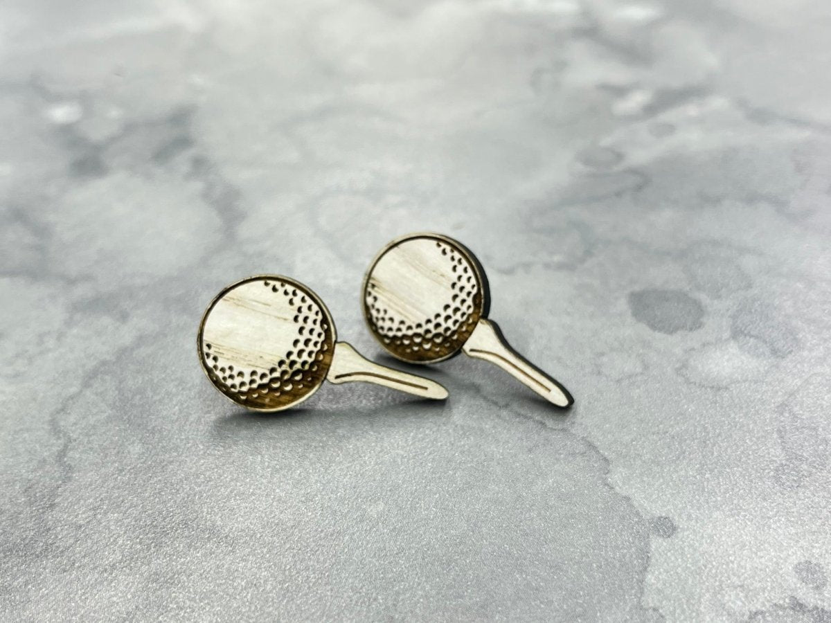 Golf Earrings - Lightweight Wood Stud Earrings
