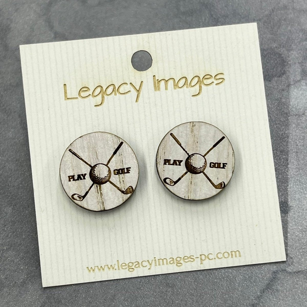 Golf Earrings - Lightweight Wood Stud Earrings