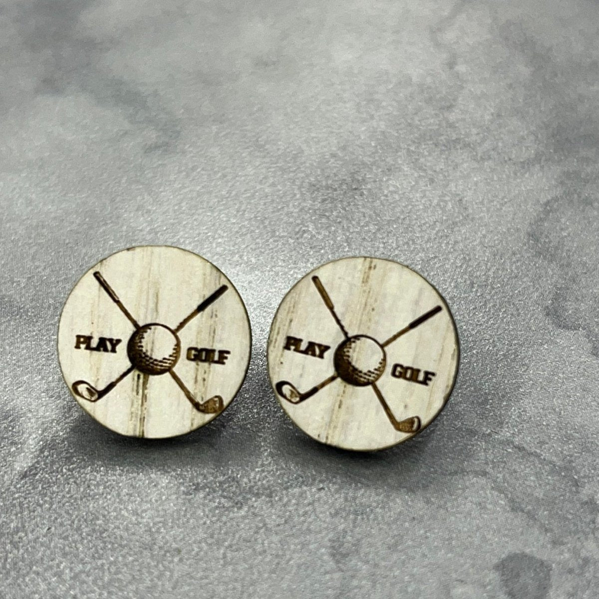 Golf Earrings - Lightweight Wood Stud Earrings