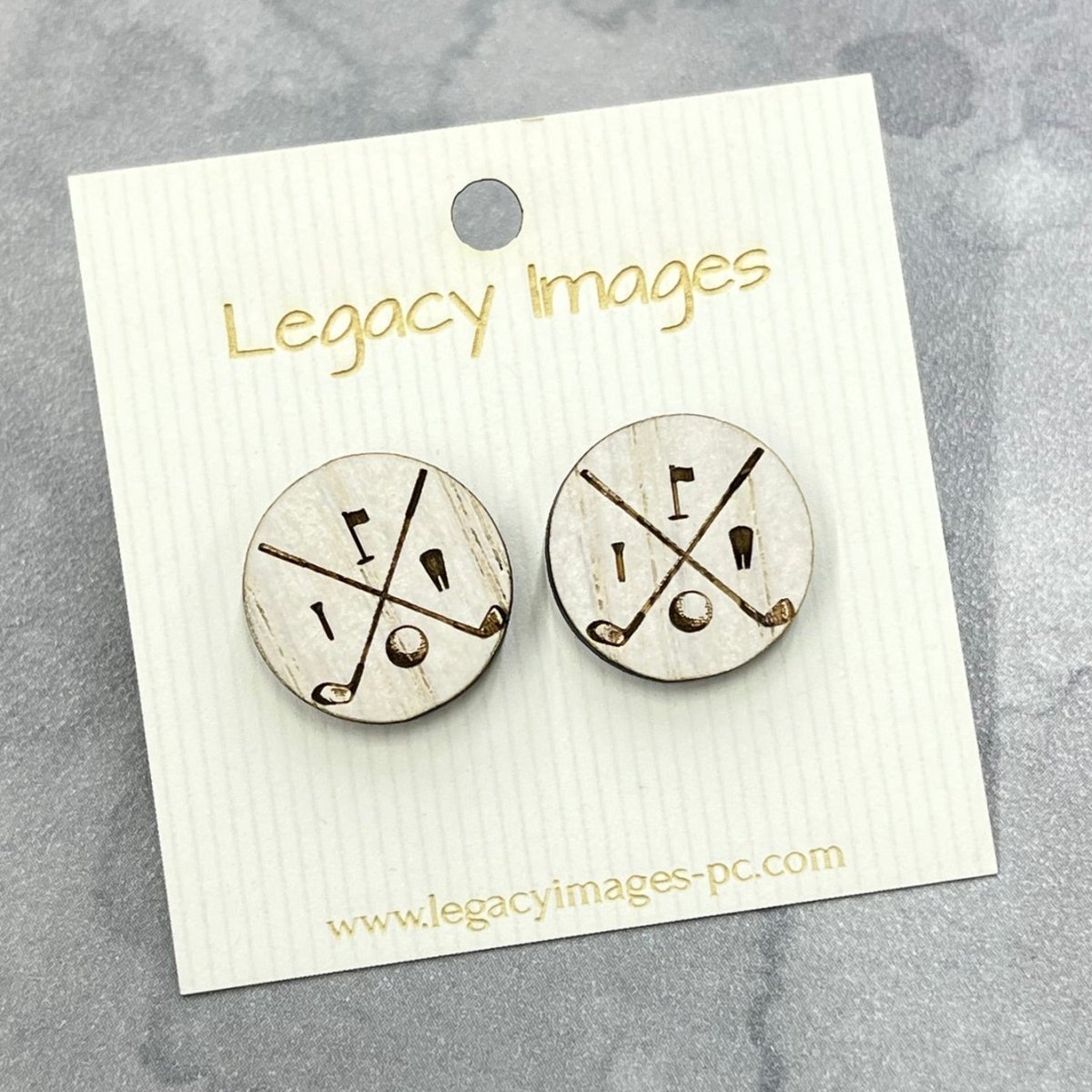 Golf Earrings - Lightweight Wood Stud Earrings