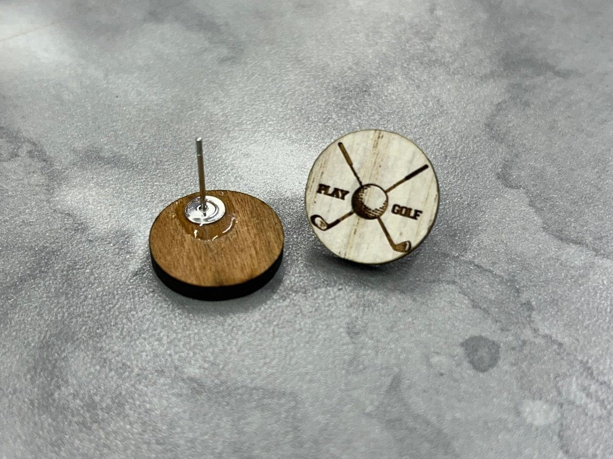 Golf Earrings - Lightweight Wood Stud Earrings