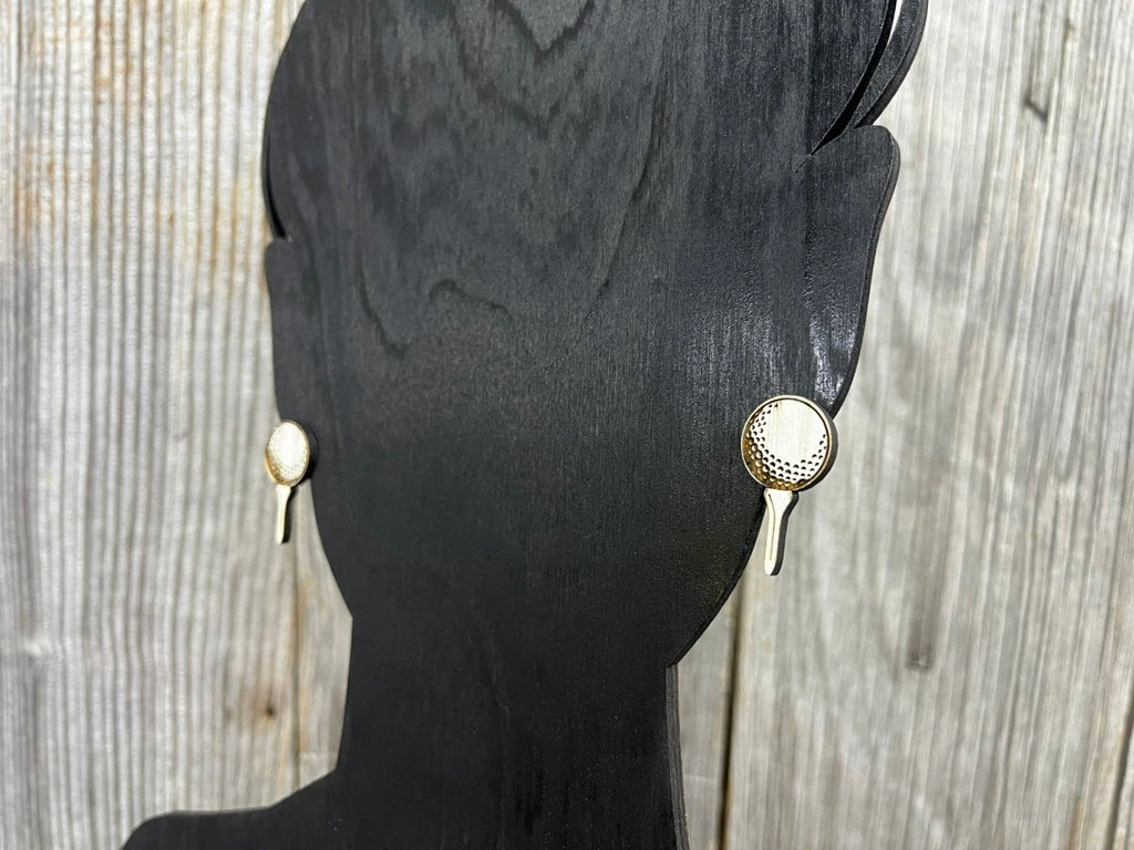 Golf Earrings - Lightweight Wood Stud Earrings