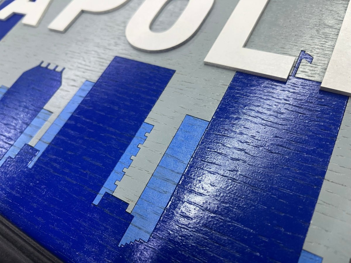 Indianapolis Skyline Artwork, Wood