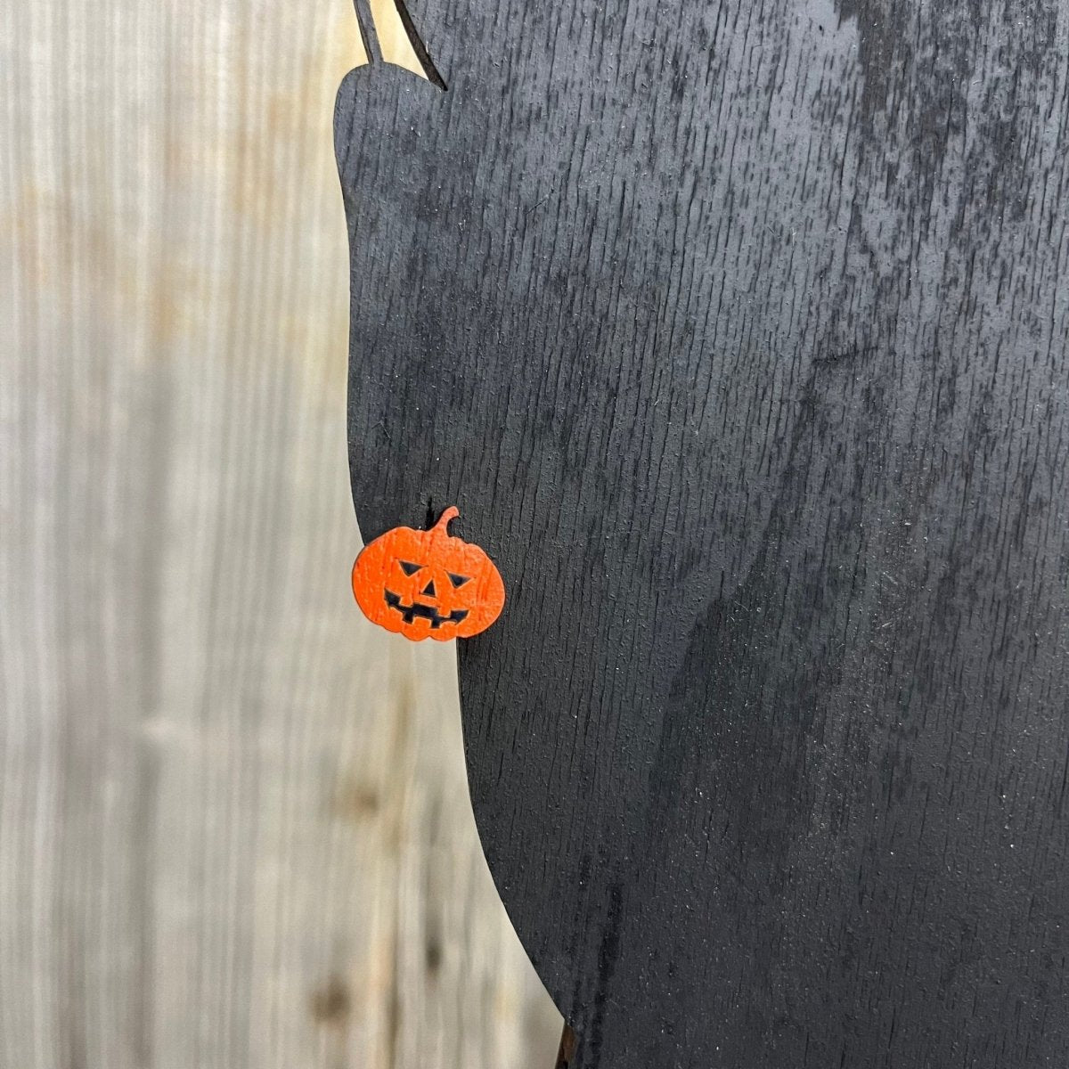 Jack-O-Lantern Earrings - Wood Stud Earrings