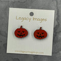 Jack-O-Lantern Earrings - Wood Stud Earrings
