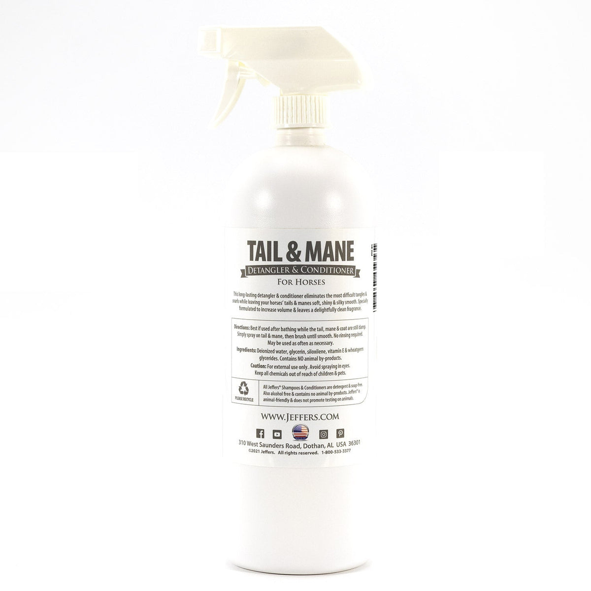 Jeffers Equine Tail & Mane Detangler and Conditioner Spray for Horses