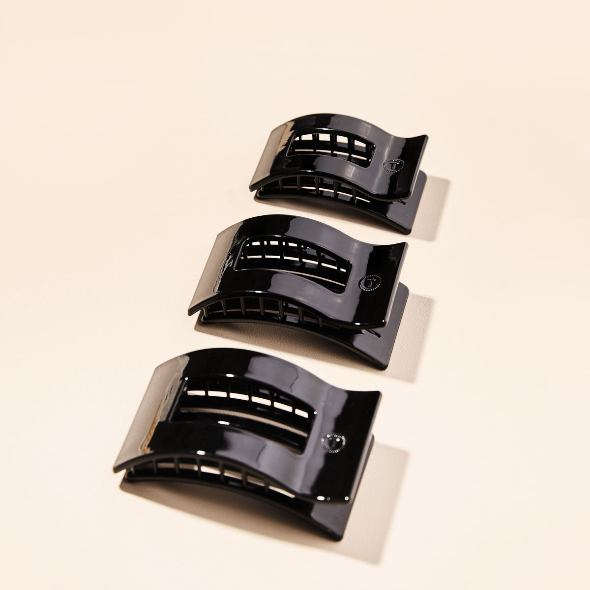 Jet Black Small Flat Rectangle Hair Clip