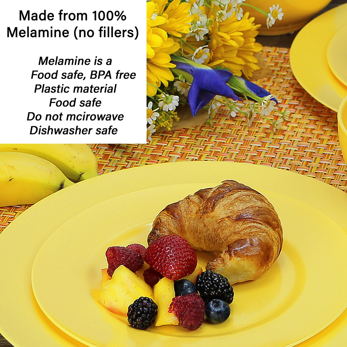 12pc Melamine Dinner Set, Lemon