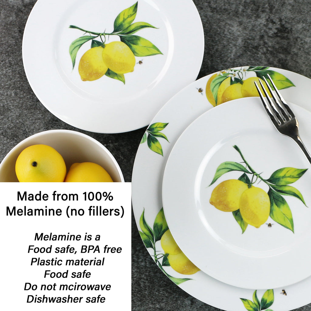 12pc Melamine Dinner Set, Fresh Lemons