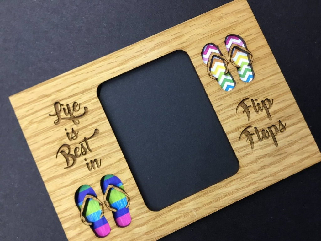Life is Best in Flip Flops Picture Frame - 5x7 Frame Hold 3x4 Photo