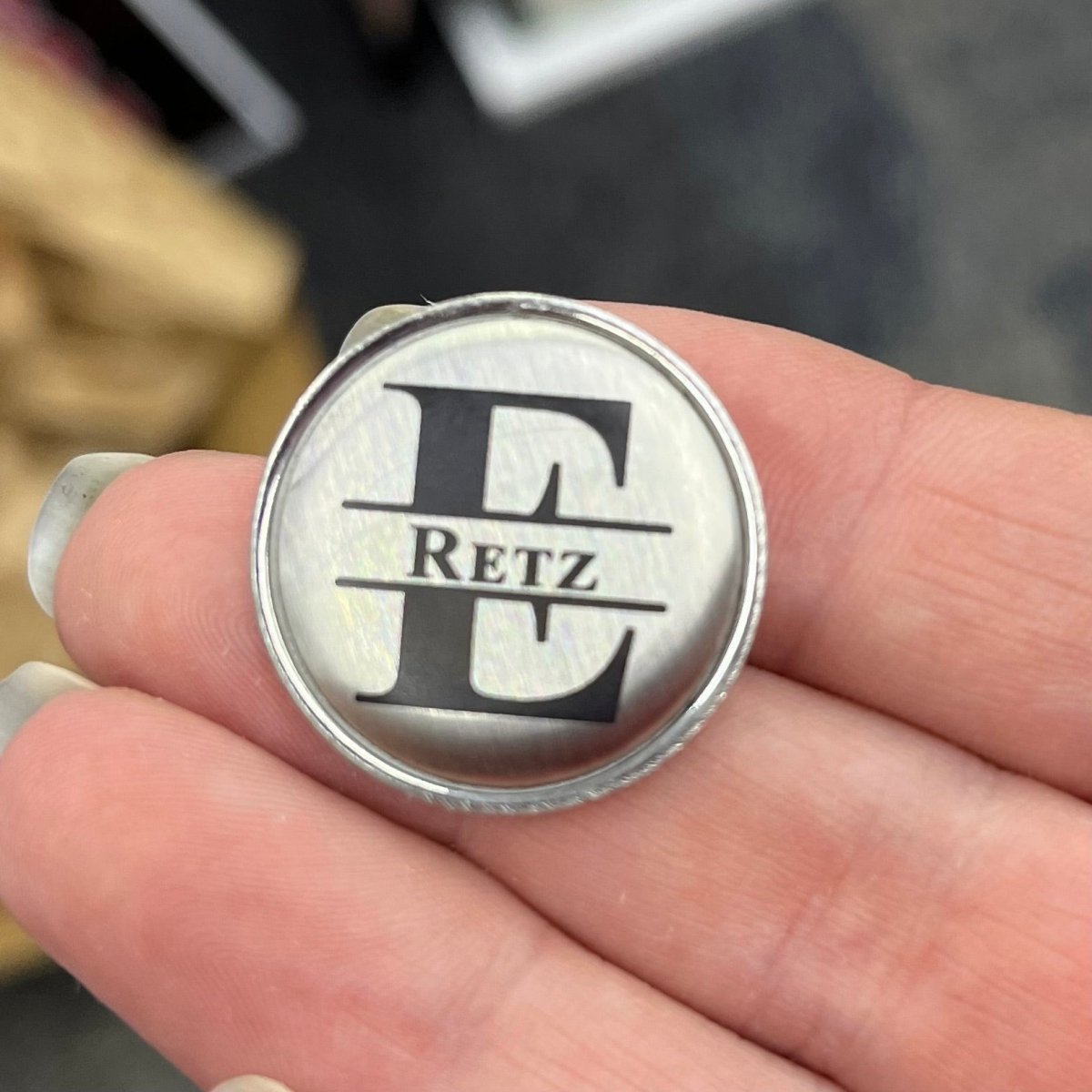 Personalized Golf Ball Marker - Silver with Black Engraving