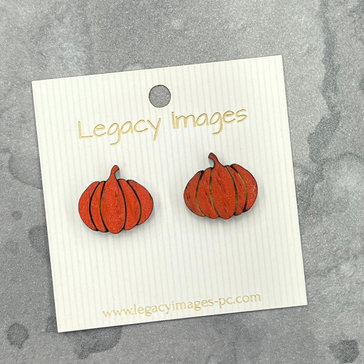Pumpkin Earrings - Wood Stud Earrings