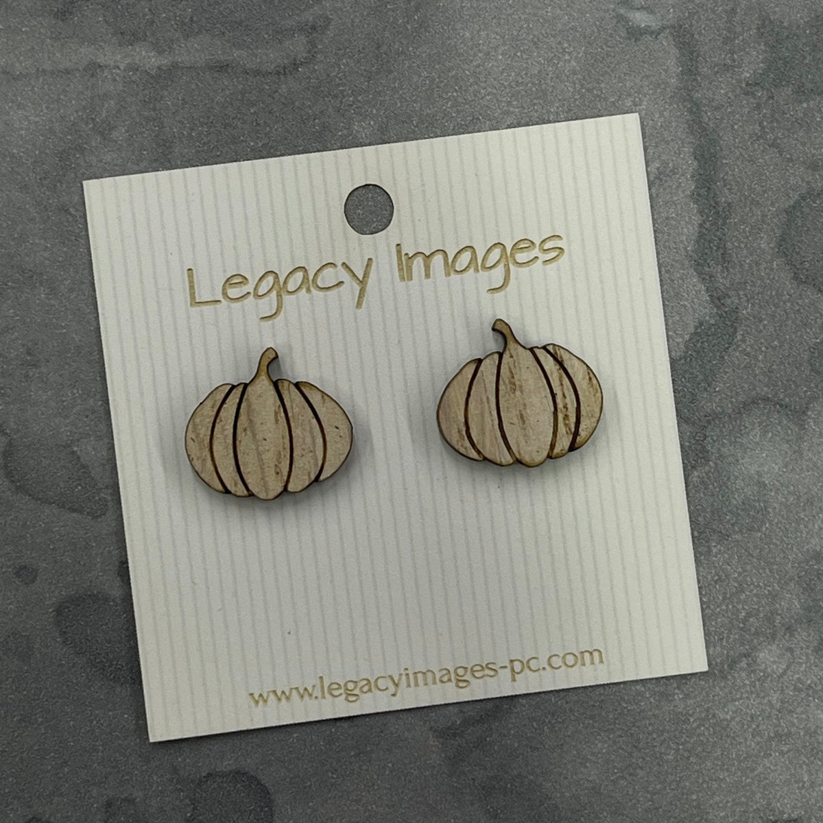 Pumpkin Earrings - Wood Stud Earrings