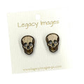 Skull Earrings - Wood Stud Earrings