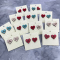 Valentine Conversation Heart Earrings, Wood Stud Earrings