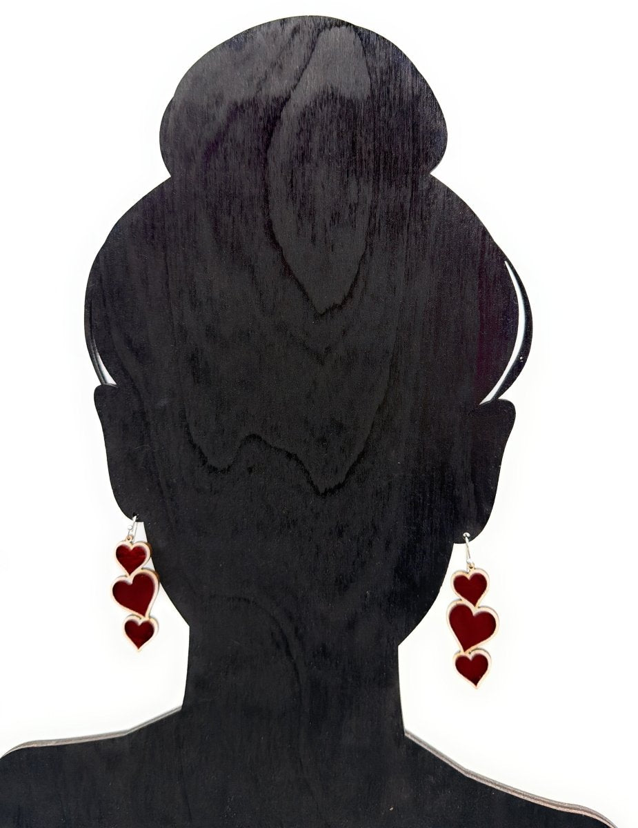 Heart Earrings - Wood Dangle Earrings